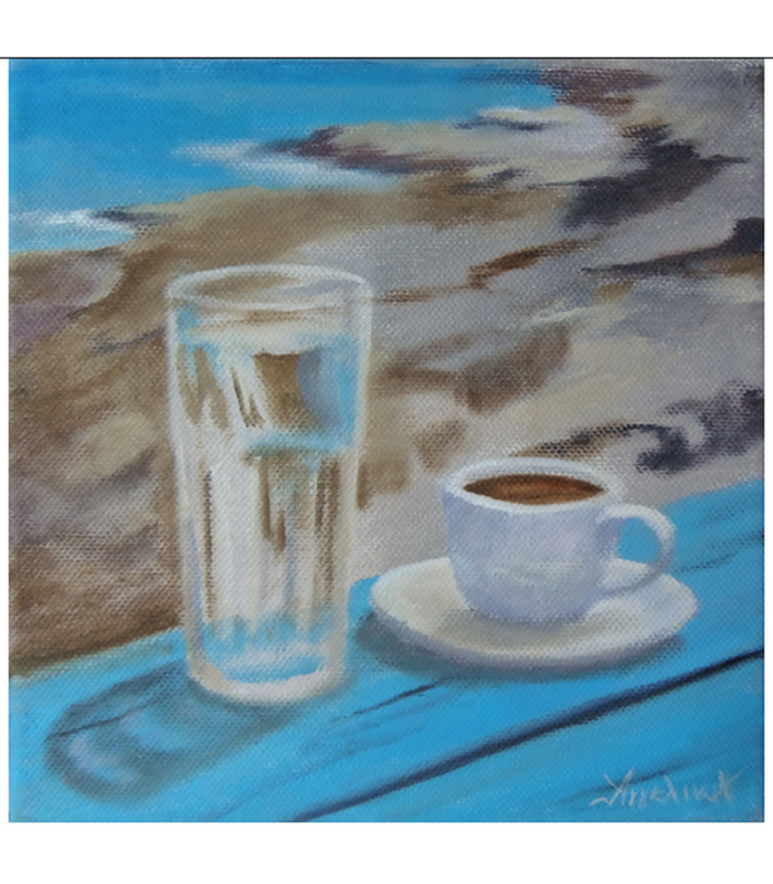 Greek morning - painting by artist Angeliki - 20x20cm